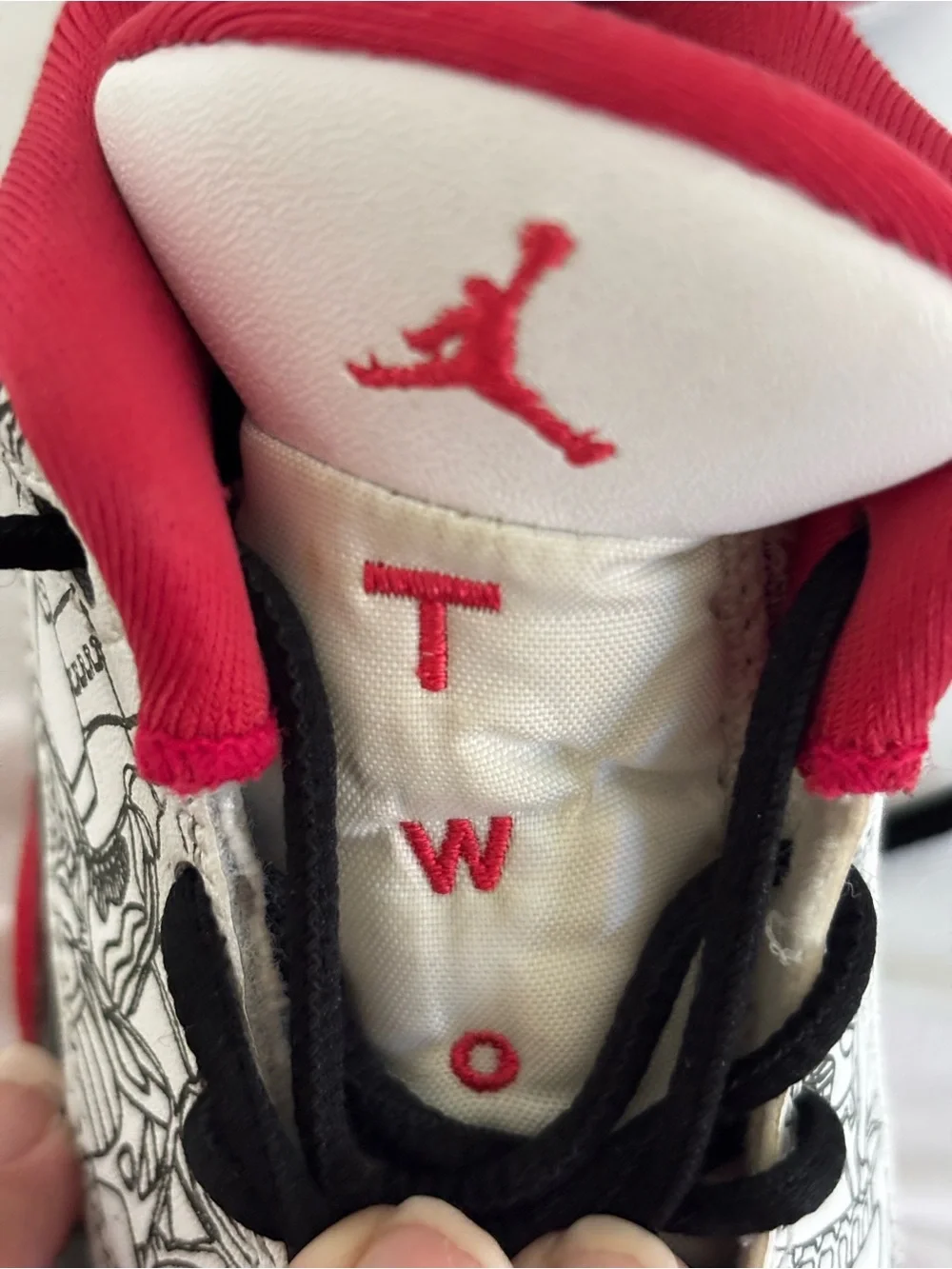 Air Jordan Dub Zero TD Toddler 8C White Black True Red Doodle Sneakers